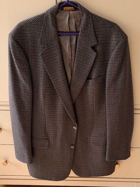 Men's Vintage Brooks Brothers Sport Coat Gray Houndstooth  - 44L